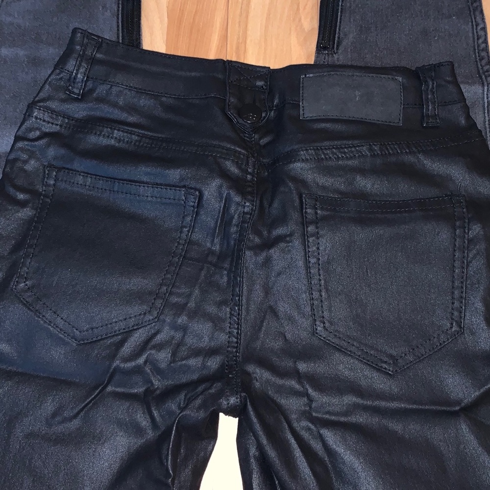 BLACK PLEATHER JEANS - Picture 1 of 7